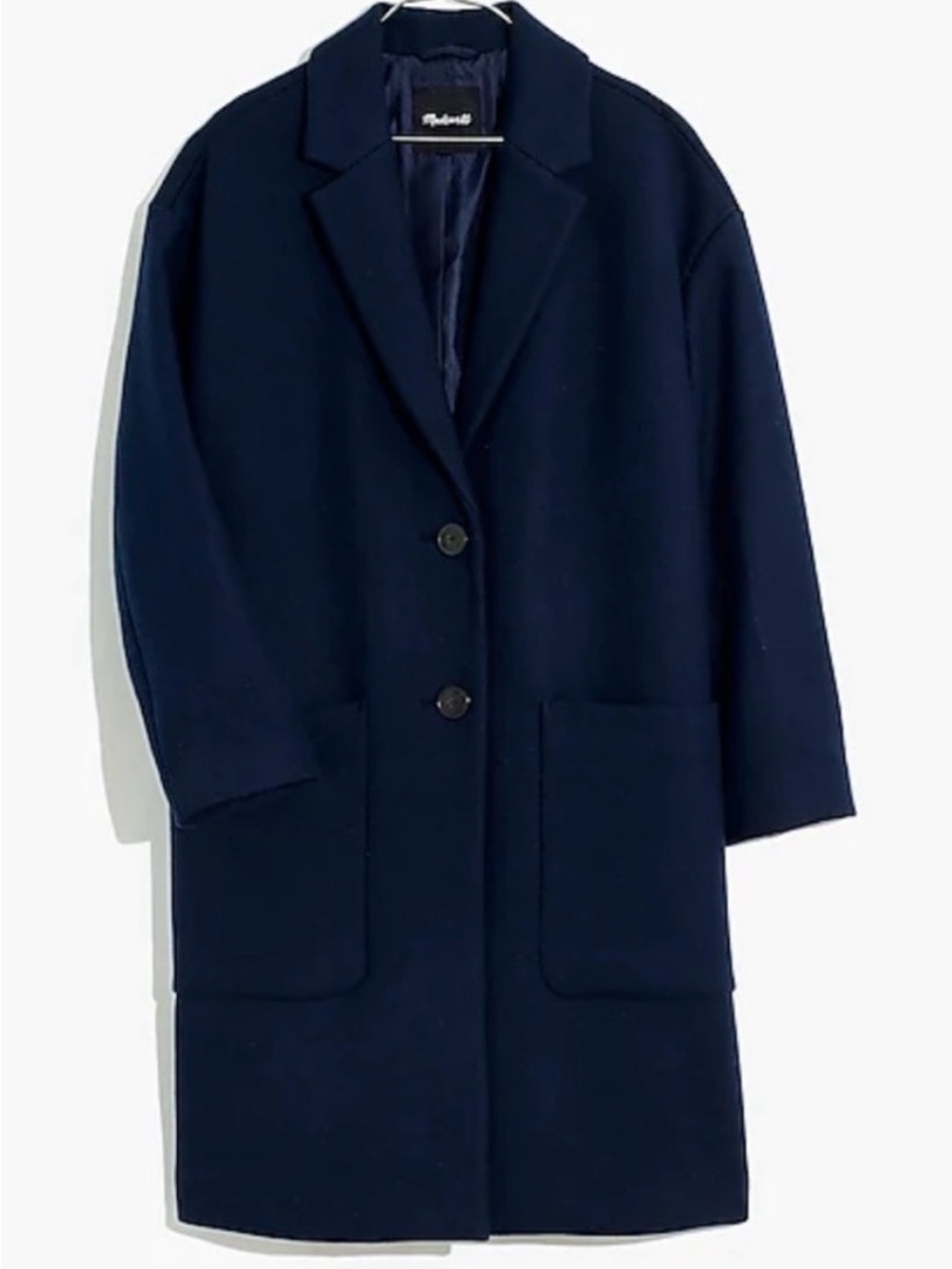 NWOT Madewell Navy Single-Breasted Wool Trench Coat